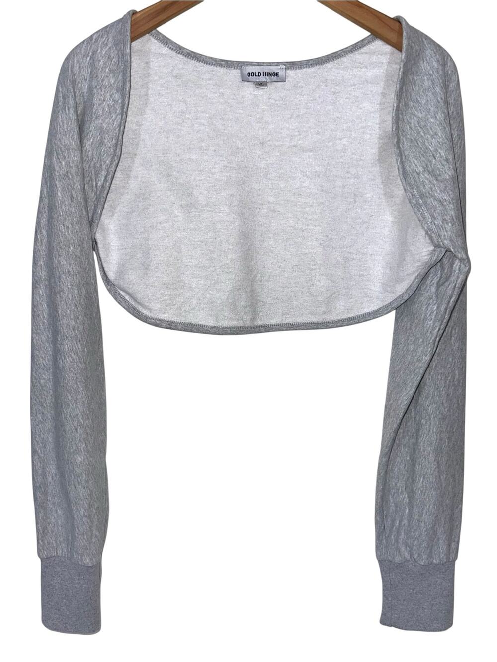 Gold Hinge Heather Gray Fleece Crop Long Sleeve Athleisure Bolero Shrug Size XL